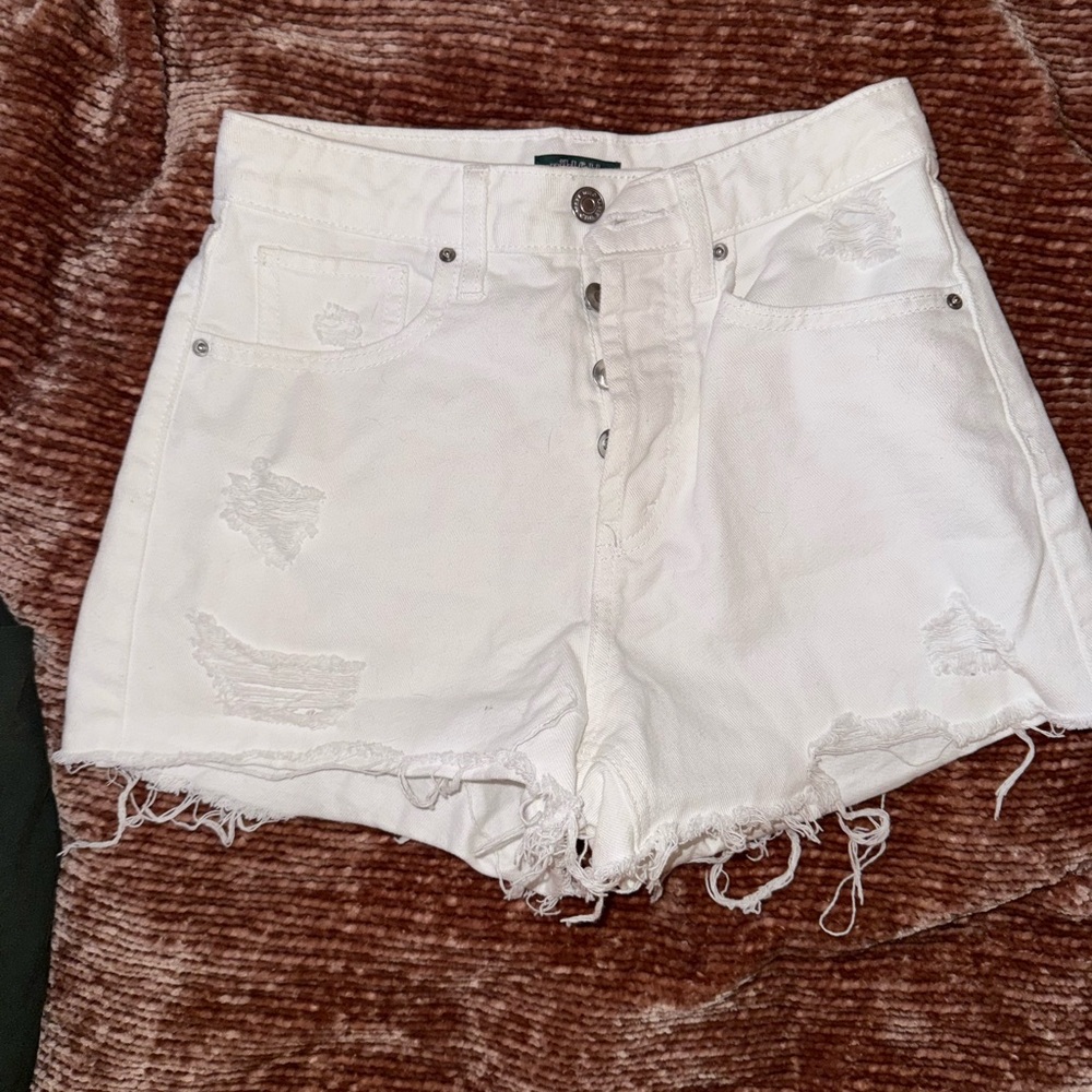 White Distressed Women's Shorts